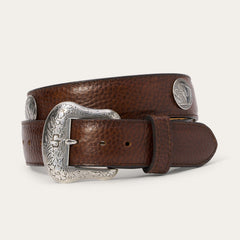 Bison Leather Concho Belt Hazelnut Bison | Stetson Men