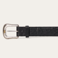 Ostrich Western Tab Belt Black | Stetson Men