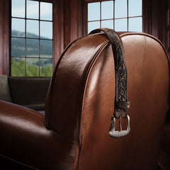 Hair-on-Hide Tooled Tab Belt Vintage/Brown | Stetson Men