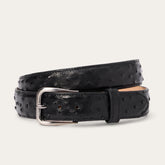 Ostrich Western Tab Belt - 1 1/4" Width Black Classic | Stetson Men