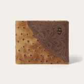 Tooled Embossed Ostrich Bi-Fold Wallet Brown / California Nut | Stetson Men