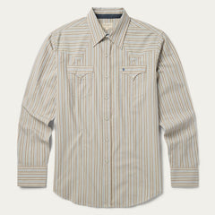 Ticking Stripe Western Shirt Brown | Stetson Men