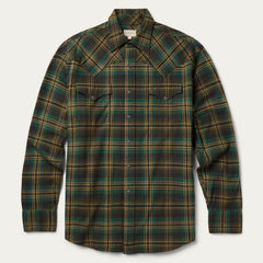 Brushed Flannel Western Shirt Green | Stetson Men