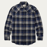 Brushed Flannel Western Shirt Blue | Stetson Men