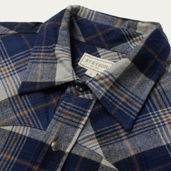 Brushed Flannel Western Shirt Blue | Stetson Men