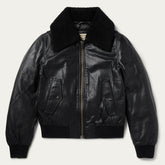 Leather Bomber Jacket Black | Stetson Women