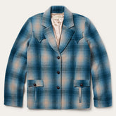Wool Plaid Western Blazer Navy | Stetson Women