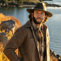 Herringbone Shirt Jacket Brown | Stetson Men