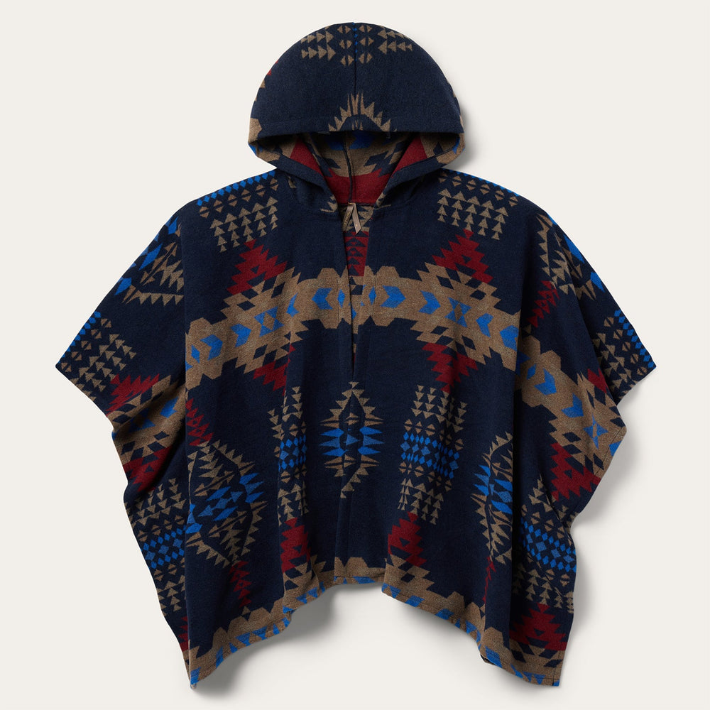 Hooded Serape Blanket Wrap Blue | Stetson Women