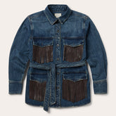 Dark Denim Fringe Jacket Blue | Stetson Women