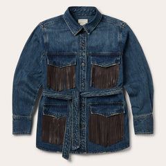 Dark Denim Fringe Jacket Blue | Stetson Women