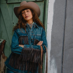 Dark Denim Fringe Jacket Blue | Stetson Women