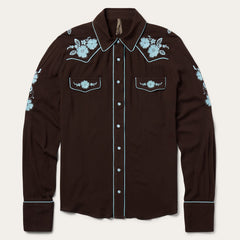 Embroidered Retro Western Shirt Brown | Stetson Women