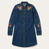 Embroidered Western Shirt Dress Blue | Stetson Women