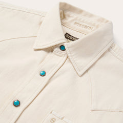 Turquoise Snap Western Denim Shirt Cream | Stetson Men