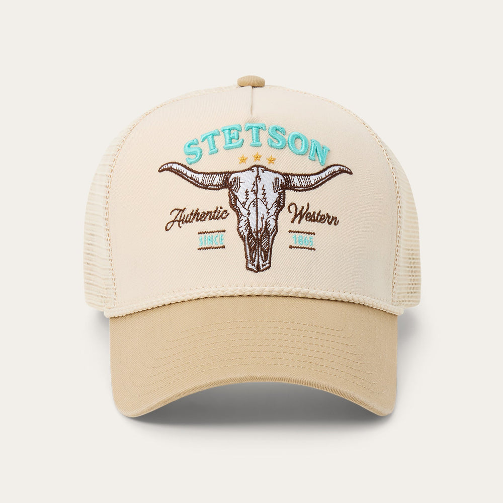 Skull Trucker Hat Off White / Khaki | Stetson Hats