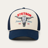 Skull Trucker Hat Off White / Blue | Stetson Hats