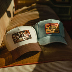 Cowhide Patch Trucker Hat Off White / Brown | Stetson Hats