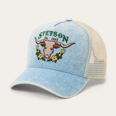 Longhorn Trucker Hat Light Denim | Stetson Hats