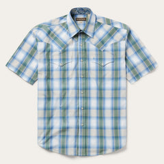 Moss Plaid Short-Sleeve Western Shirt Blue | Stetson Men