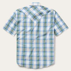 Moss Plaid Short-Sleeve Western Shirt Blue | Stetson Men