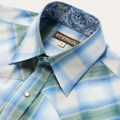 Moss Plaid Short-Sleeve Western Shirt Blue | Stetson Men