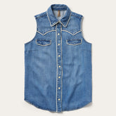 Sleeveless Denim Western Shirt Blue | Stetson Women