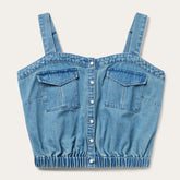 Button Front Denim Tank Top Blue | Stetson Women
