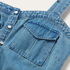 Button Front Denim Tank Top Blue | Stetson Women