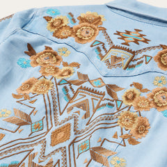 Embroidered Denim Shirt Dress Light Blue | Stetson Women