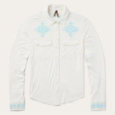 Embroidered Modal Western Shirt White | Stetson Women