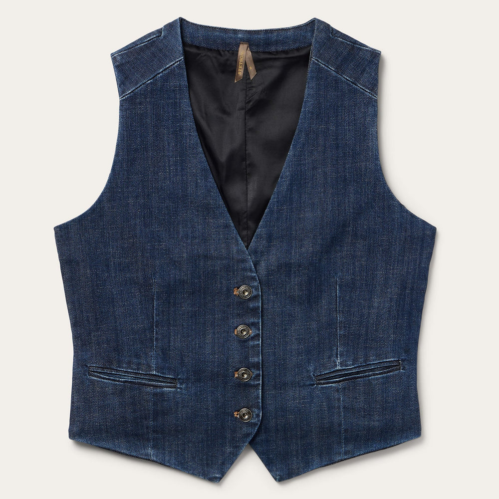 Dark Wash Stretch Denim Vest Blue | Stetson Women