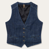 Dark Wash Stretch Denim Vest Blue | Stetson Women