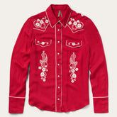 Embroidered Retro Western Shirt Red | Stetson Women