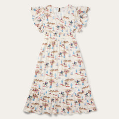 Desert Trails Print Prairie Dress White | Stetson Women