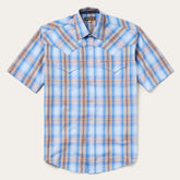 Sunrise Plaid Short-Sleeve Western Shirt Blue | Stetson Men