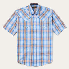 Sunrise Plaid Short-Sleeve Western Shirt Blue | Stetson Men