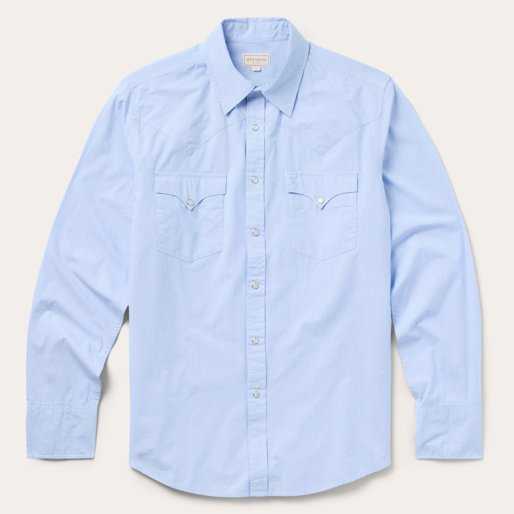 Fine Line Stripe Western Shirt Blue | Stetson Men