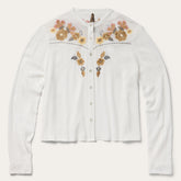 Embroidered Crepe Shirt White | Stetson Women
