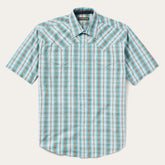 Turquoise Plaid Short-Sleeve Western Shirt Green | Stetson Men