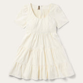 Cream Denim Tiered Dress White | Stetson Women