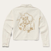 Embroidered Cream Denim Cropped Shirt White | Stetson Women