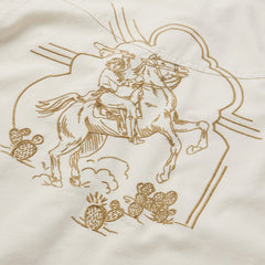 Embroidered Cream Denim Cropped Shirt White | Stetson Women