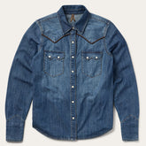 Piped Dark Denim Western Shirt Blue | Stetson Women
