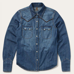 Piped Dark Denim Western Shirt Blue | Stetson Women