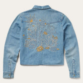 Embroidered Denim Cropped Shirt Blue | Stetson Women