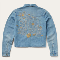 Embroidered Denim Cropped Shirt Blue | Stetson Women