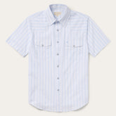 Stripe Oxford Short Sleeve Western Shirt White W/ Blue Stripe | Stetson Men