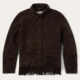 Two Pocket Fringe Suede Jacket Brown | Stetson Women