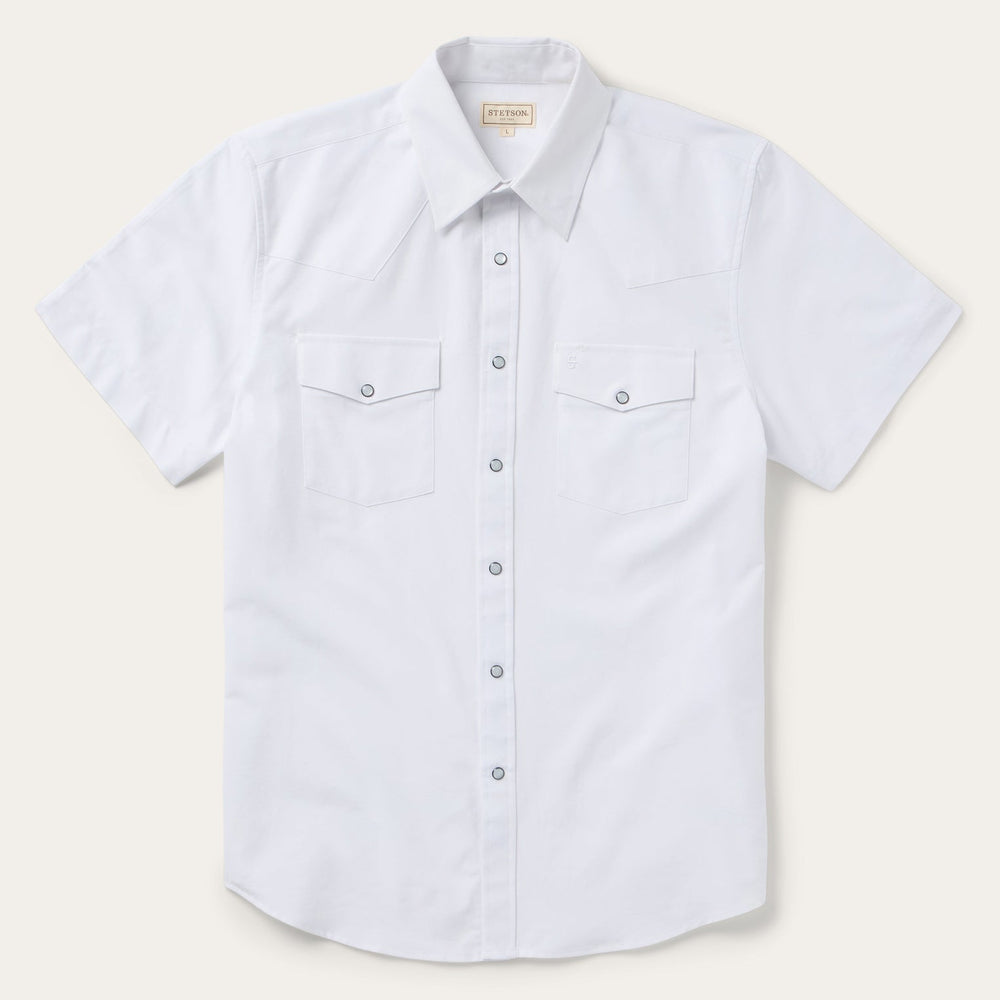 White Oxford Short Sleeve Western Shirt White | Stetson Men